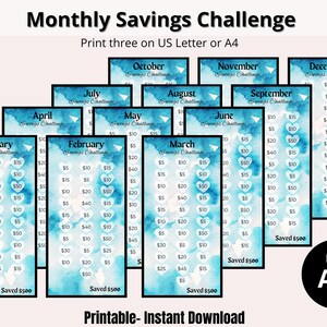 500 Savings Challenge Bundle | Monthly Cash Stuffing Tracker | Printable Budget Binder Insert | Money Envelope Template -CA01