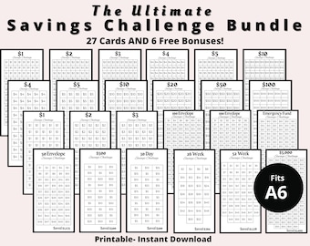 A6 Savings Challenge Bundle: Minimalist Trackers (Digital Download)