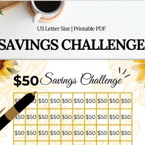 50 dollar besparingsuitdaging afdrukbaar| Bespaar 5000 dollar-uitdaging| 5K besparingsuitdaging Geld| Geldtracker| Geld-dollar-spaartracker