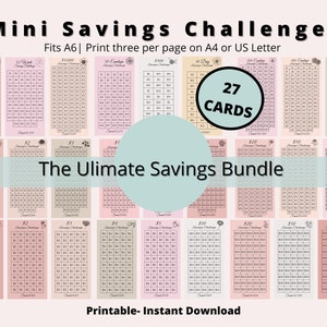 Mini Savings Challenge Printable, Savings Challenge Bundle| A6 Savings Challenge, Monthly Money Savings Tracker| Cash Budget Challenges