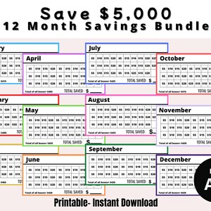 12 Monthly Savings Challenge Trackers For A6  Binders & Cash Envelopes| Printable A6 Inserts for Budget Binder| Savings Tracker for A6