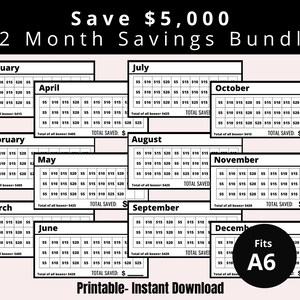 Minimal- Mini Savings Challenge Trackers that Fit A6| Savings Challenge Bundle Set| Minimal Savings Tracker and Savings Challenges- 5k