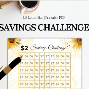 2 Dollar Savings Challenge| Save 200 Dollars Challenge| Save 200 Dollars In 100 Days | Cash Tracker| Money Dollar Savings Tracker Printable
