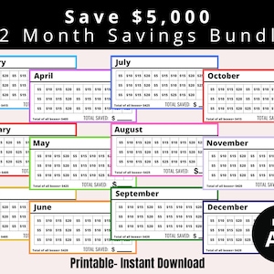 A6 Budget Binder Inserts: 12 Month Savings Challenge (Digital Download)