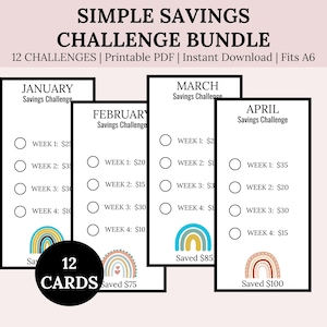 12-Monats-Spar-Challenge-Bundle: A6 Mini Tracker (PDF)
