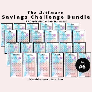 Mini Savings Challenge Printable, Savings Challenge Bundle| A6 Savings Challenge, Monthly Money Savings Tracker| Cash Budget Challenges save
