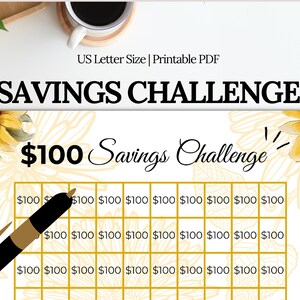 100 Dollar Savings Challenge| Save 10000 Dollars Challenge| Save 10K Dollars 100 Days | Cash Tracker| Money Dollar Savings Tracker Printable