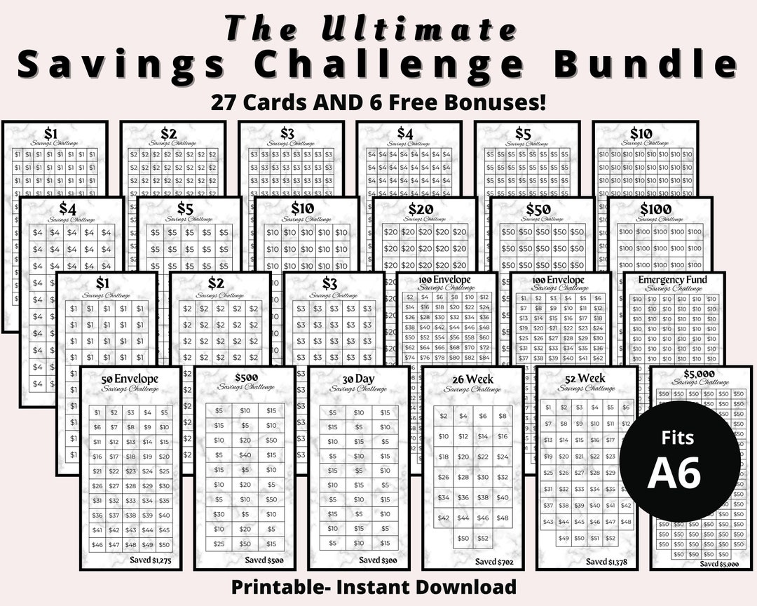 Mini Savings Challenge Printable, Savings Challenge Bundle| A6 Savings ...