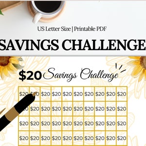 20 Dollar Savings Challenge| Save 2000 Dollars Challenge| Save 2000 Dollars 100 Days | Cash Tracker| Money Dollar Savings Tracker Printable