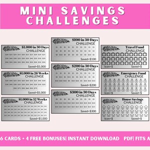 Low Income Savings Challenge Printable | Money Saving Challenge Bundle | A6 Mini Savings Challenge Trackers | Savings Challenge Low Budget