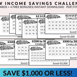 Low Income Savings Challenge Printable | Money Saving Challenge Bundle | A6 Mini Savings Challenge Trackers | Savings Challenge Low Budget