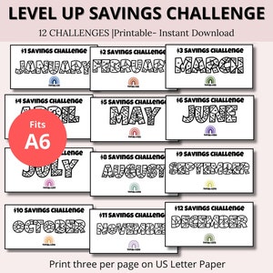 12 Month Savings Challenge Printable, Savings Challenge Bundle| Low Income Savings A6, Money Savings Tracker| Cash Budget Challenges
