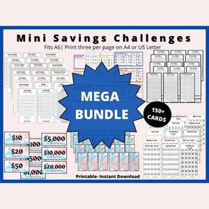 Savings Challenge Printable MEGA Savings Challenge Bundle| A6 Savings Challenge, Monthly Money Savings Tracker| Cash Budget Challenges