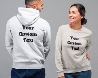 Felpa con cappuccio personalizzata con testo: maglione unisex personalizzato in misto cotone