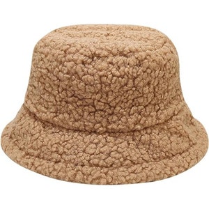 Fluffy Teddy Bucket Hat • Plush Sherpa Fisherman Cap • Unisex Winter Cozy Hat
