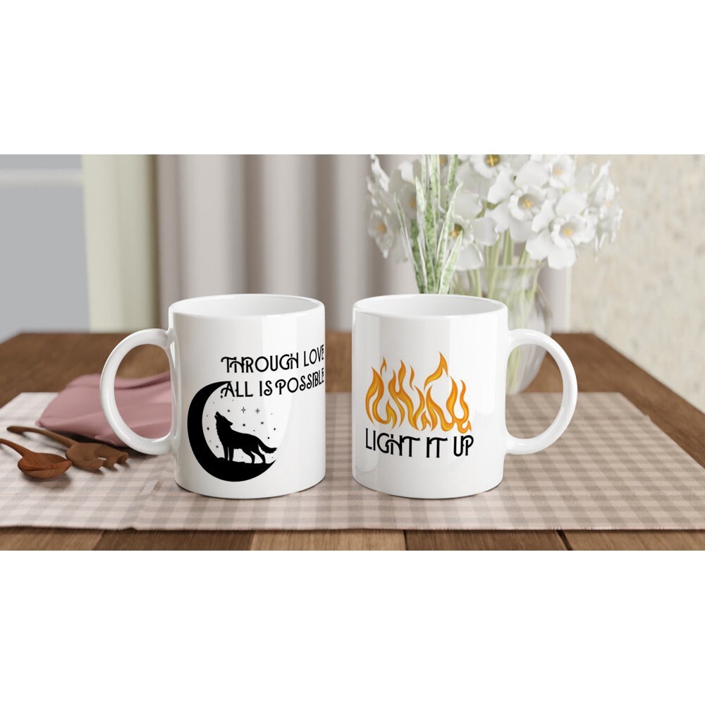 Tasse Pour Les Fans de Crescent City - Citation Du Livre Danika et Bryce Through Love All Is Possibl