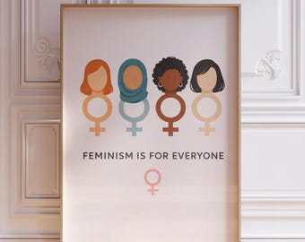 Feminist Inclusive Wall Art, Intersectional Feminism Poster, Women Empowerment Print, Contemporary Minimalist Illustration, Feminist Gift