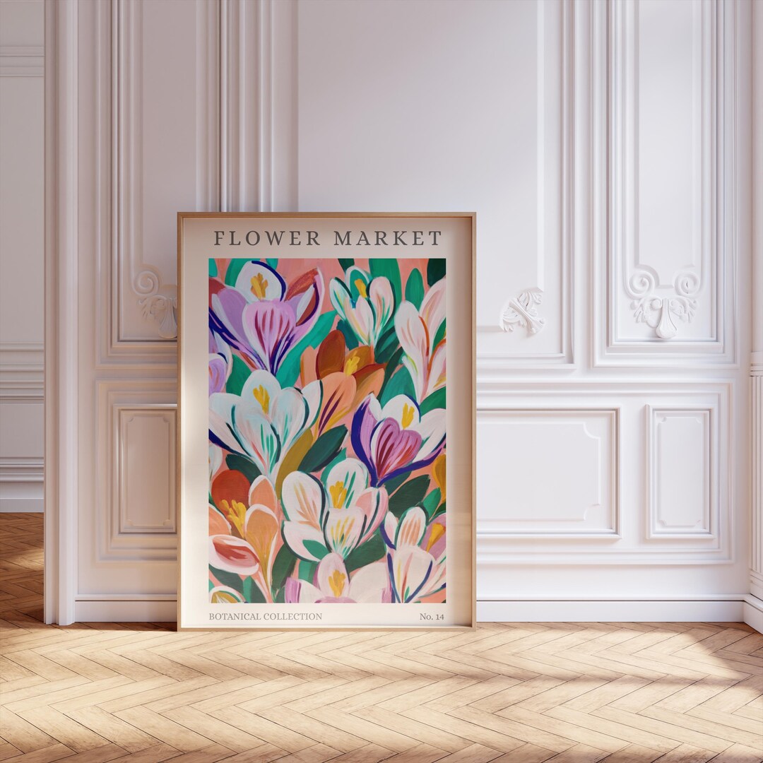 Flower Market Botanical Wall Art Print, Colorful Modern Floral Poster ...