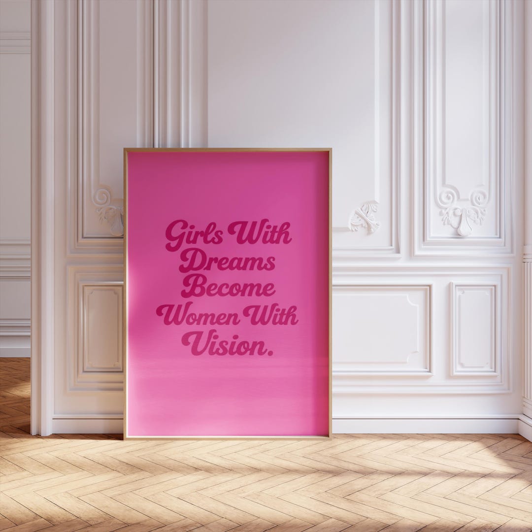 Feminist Wall Art Print, Pink Motivational Quote Poster, Modern ...