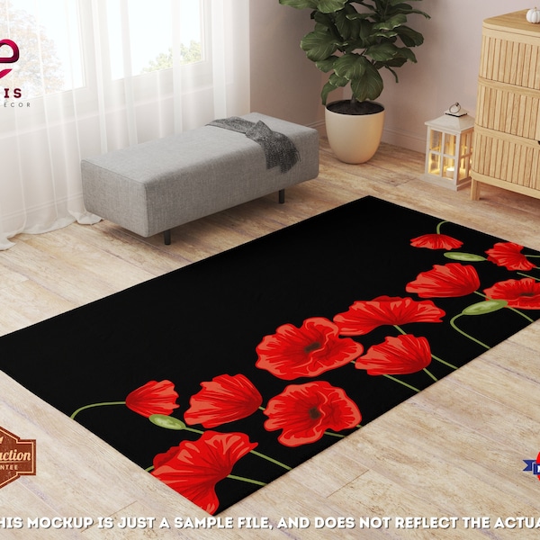 Poppy Flower Rug Etsy