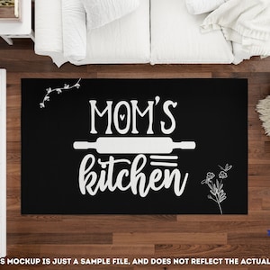 Kitchen Decor Area Rug, Mom&#39;s Kitchen Mothers Day Gift Carpet, Cooking Gift Floor Decor, Farmhouse Decor Kitchen Gift, Trendy Kitchen Rug