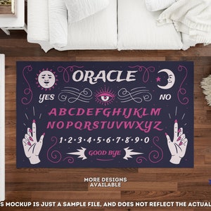 Quija Board Rug, Gothic Home Decor, Spirit Board Rug, Witch Decor, Quija Board Area Rug, Goth Room Decor, Mystifying Oracle Goth Rug