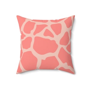 Pink Giraffe Pattern Throw Pillow, Blush Pink Pillow Case, Indie Room Decor, Giraffe Cushion Cover, Y2k Dorm Decor, Pink Animal Print Pillow image 2