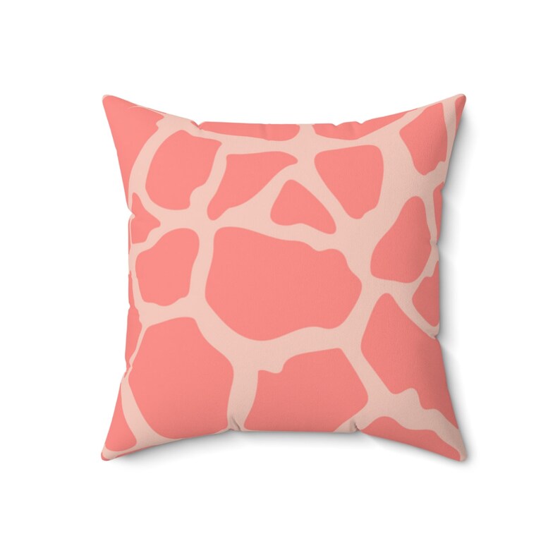 Pink Giraffe Pattern Throw Pillow, Blush Pink Pillow Case, Indie Room Decor, Giraffe Cushion Cover, Y2k Dorm Decor, Pink Animal Print Pillow image 2
