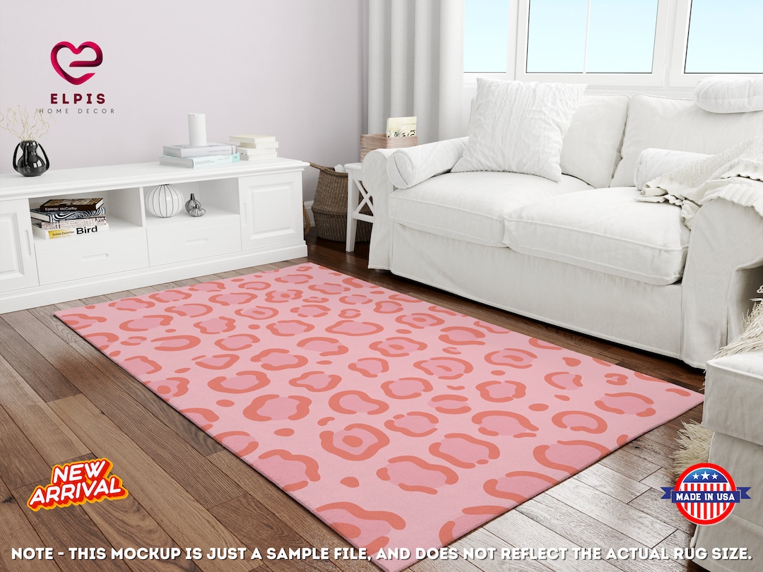 Pink Tiger Rug, Preppy Room Decor, Light Pink Leopard Rug, Danish ...