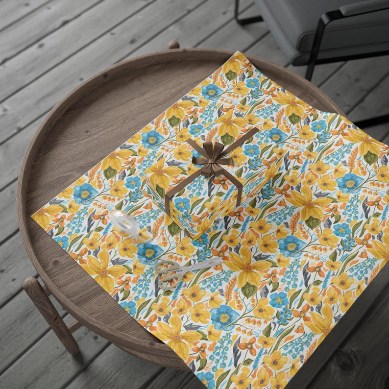 Vibrant Floral Wrapping Paper, Hand Painted Botanical Gift Wrap for Birthdays and Mothers Day image 7