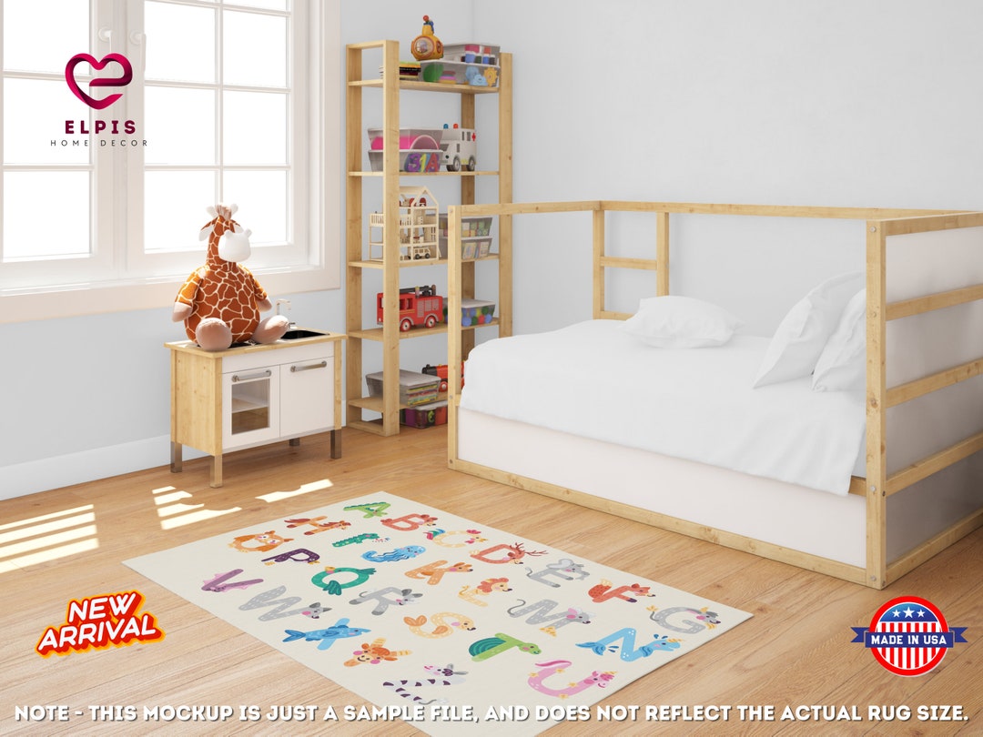 Animal Alphabet Rug, Danish Pastel Kids Room Decor, Beige English ...