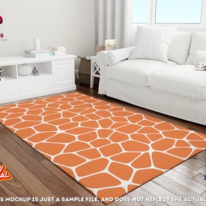 Orange Funky Rug, Aesthetic Room Decor, Tangerine Voronoi Pattern Rug, Sorority Decor, Y2k Groovy Rug, Tangerine Trendy Rugs, Y2k Decor
