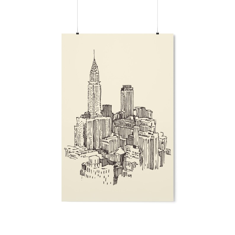 Retro New York City Poster, Hand Drawn Nyc Wall Art, New York Print, Empire State Building Decor, USA Travel Poster, New York Travel Gift image 10