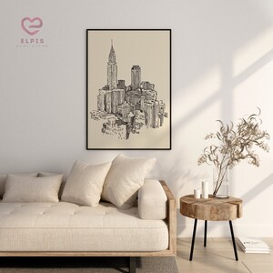 Retro New York City Poster, Hand Drawn Nyc Wall Art, New York Print, Empire State Building Decor, USA Travel Poster, New York Travel Gift image 4