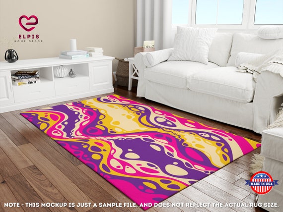 Groovy College Dorm Decor Area Rug, Mid Century Modern Psychedelic Rug, Multicolor Abstract Wavy Rug, Groovy Funky Rug, 2x3 3x5 4x6 Carpet