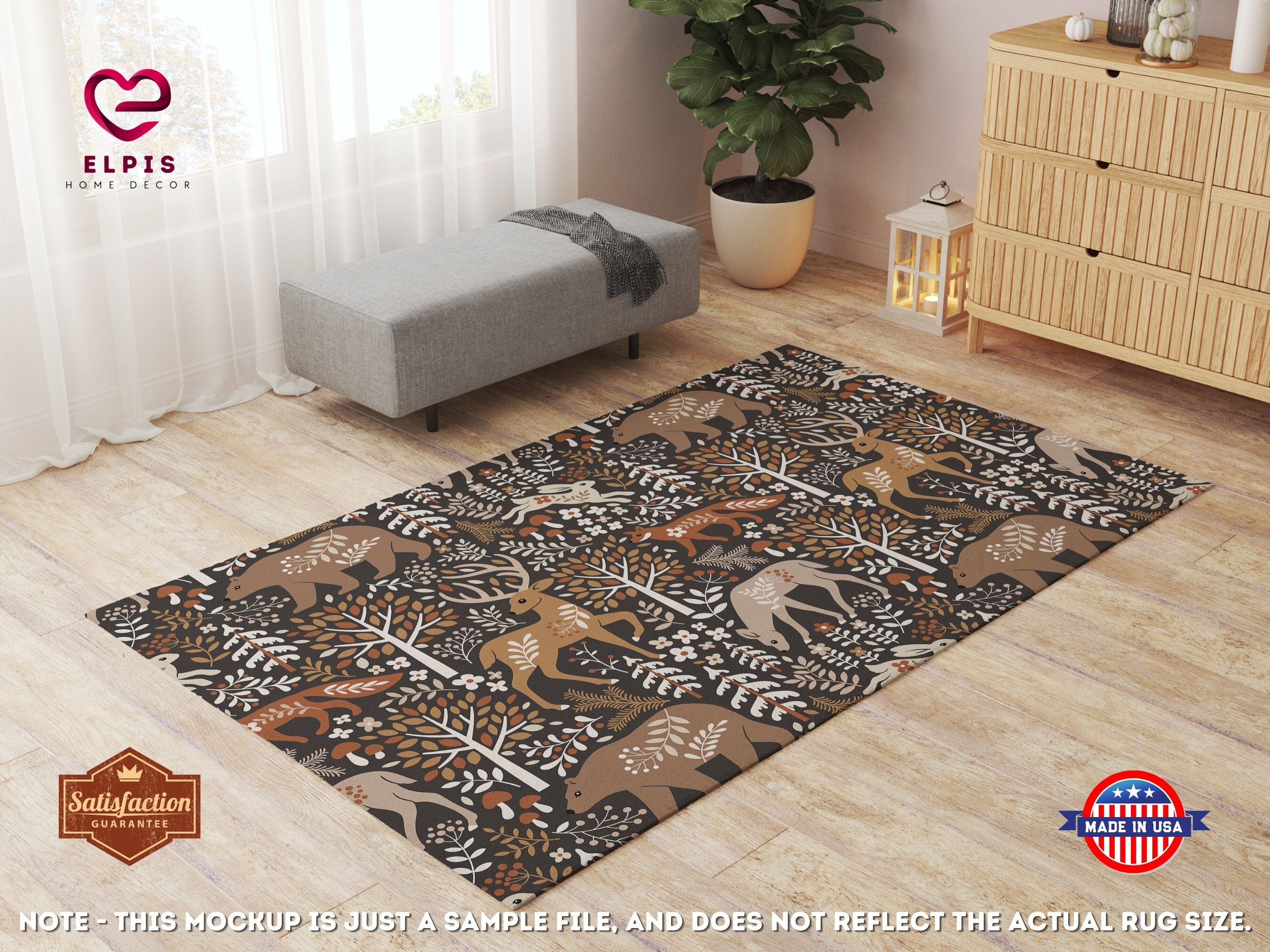 Cabin rug, Woodland animals rug anti-slip backing - Cabin Life – Little Man  Cave