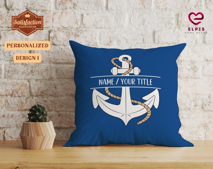Custom Boat Pillow, Personalized Anchor Pillow, Lake House Decor, Nautical Throw Pillows, Sailing Beach House Gift, Coastal Dorm Decor