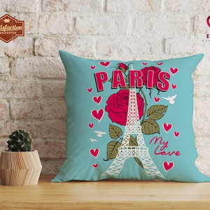 Eiffel Tower Pillow, My Love Paris Pillow, Tour Eiffel Gift, Paris Bedroom Decor, Eiffel Tower Decor, Paris Honeymoon Gift, France Wedding