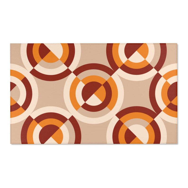 Orange Groovy Rug, 70s Style Retro Area Rug, 60s Groovy Decor, Mid Century Modern Rug, Geometric Pattern Area Rug, Funky College Dorm Rug image 6