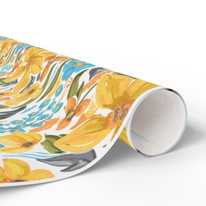 Vibrant Floral Wrapping Paper, Hand Painted Botanical Gift Wrap for Birthdays and Mothers Day image 4