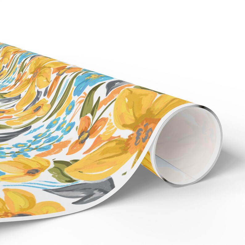 Vibrant Floral Wrapping Paper, Hand Painted Botanical Gift Wrap for Birthdays and Mothers Day image 4