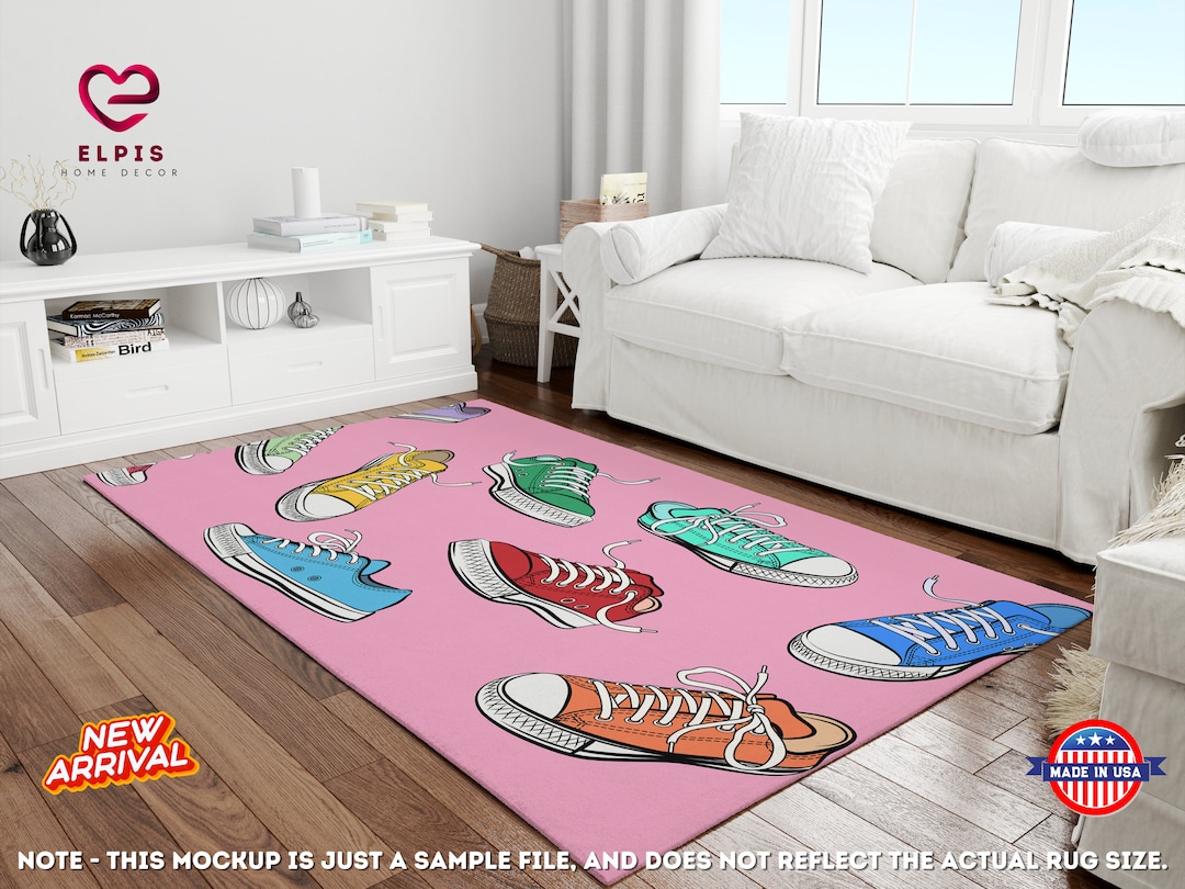 Pink Sneaker Rug, College Dorm Decor, Beige Hypebeast Rug, Hypebeast ...