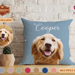 Custom Pet Portrait Pillow with Name, Custom Cat Dog Pillow Case, Pet Photo Digital Painting Effect, Pet Picture Pillow, Cat Dog Lovers Gift
