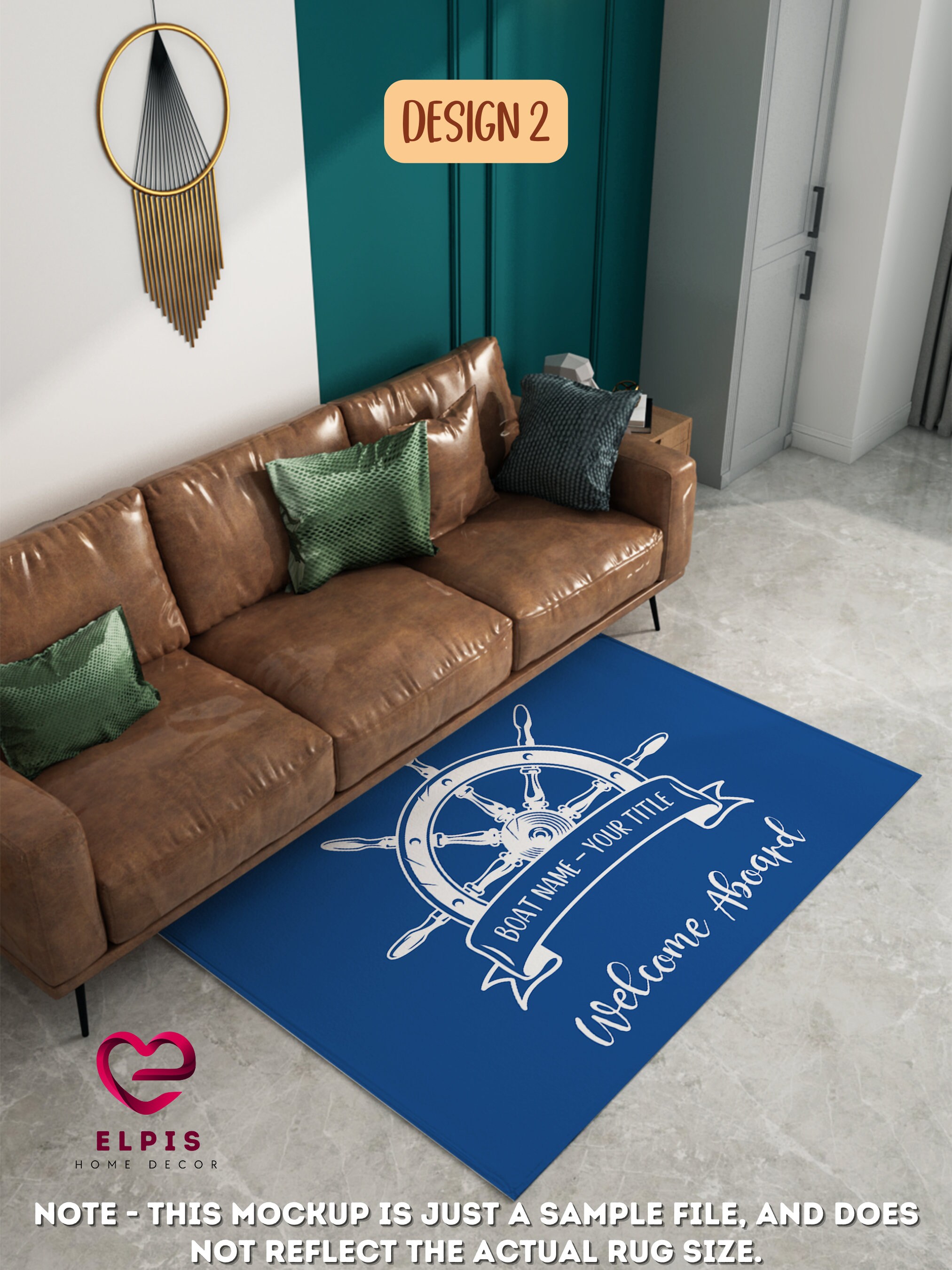 Personalized Boat Rug, Custom Welcome Aboard Rug, Nautical Boat Decor ...