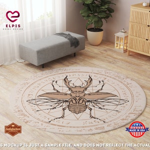 Stag Beetle Area Rug, Round Stag Beetle Rug, Entomology Gift, Lucanus Cervus Round Area Rug, Entomologist Gift, Stag Beetle Home Decor