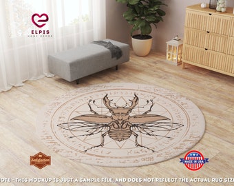 Stag Beetle Area Rug, Round Stag Beetle Rug, Entomology Gift, Lucanus Cervus Round Area Rug, Entomologist Gift, Stag Beetle Home Decor