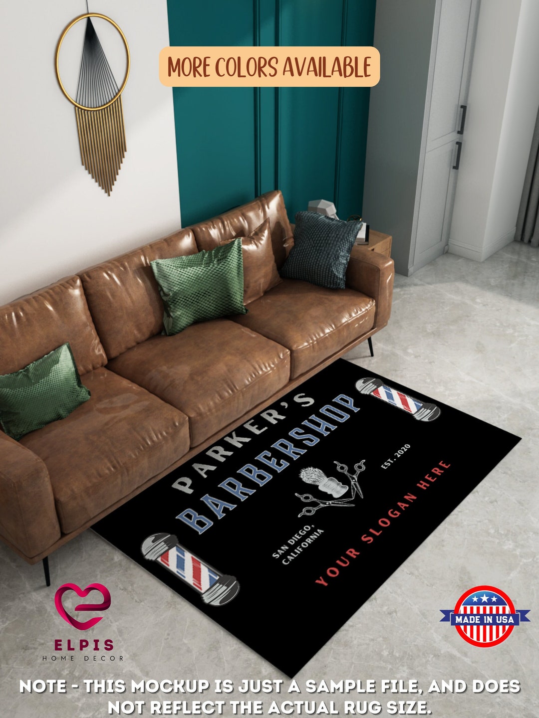 Personalized Sign Rug, Custom Barber Gifts Business Sign