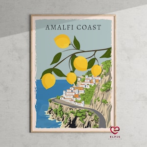Retro Amalfi Coast Print, Italy Travel Poster, Sfusato Amalfitano Wall Art, Italian Coast Wall Decor, Positano Wall Art, Amalfi Coast Art