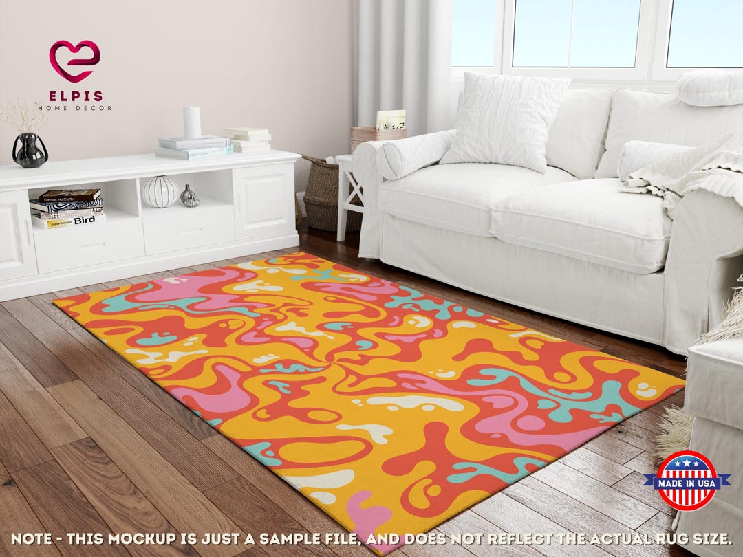 Retro Lava Flow Rug, Psychedelic Wavy Rug, Groovy Y2K Room Decor, Pink ...