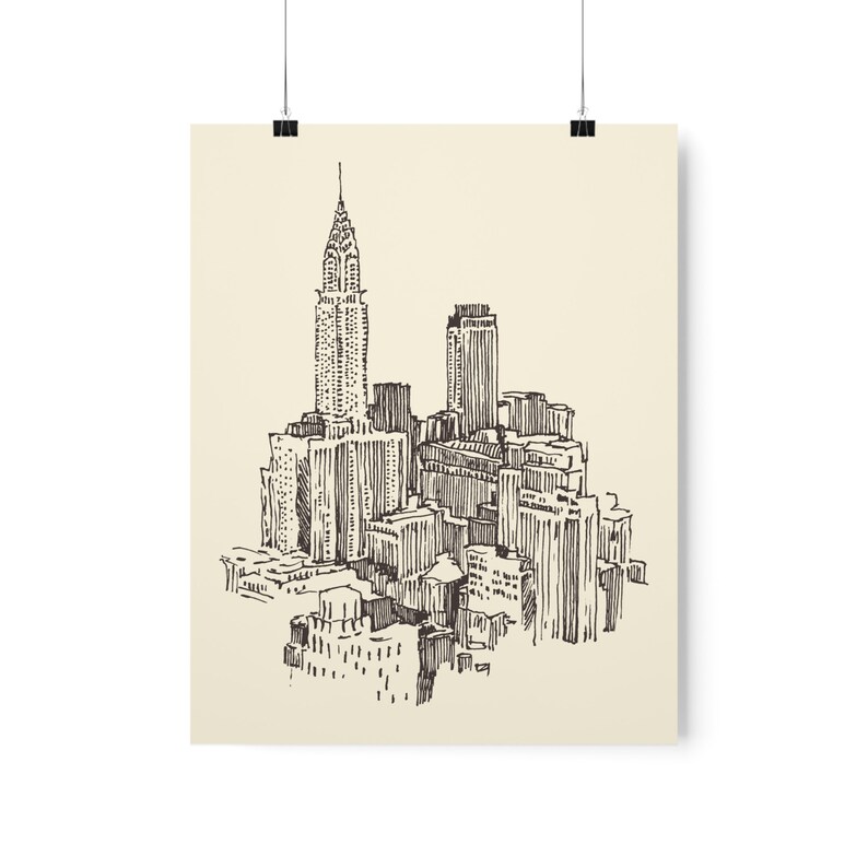 Retro New York City Poster, Hand Drawn Nyc Wall Art, New York Print, Empire State Building Decor, USA Travel Poster, New York Travel Gift image 7